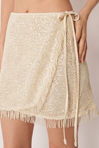 White Wrap-Around Sarong Skirt, 5501_206E, large image number 3