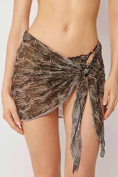 Brown Short Cotton Sarong, 5501_242E, large image number 0