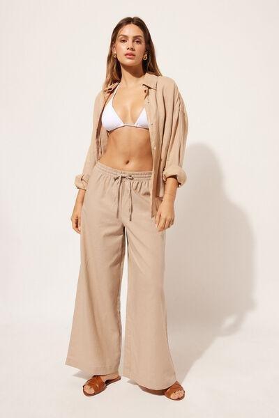 Beige Relaxed Trousers, , large