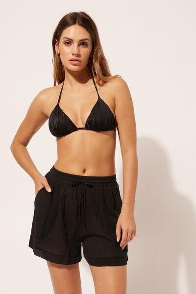 Black Elastic Waist Shorts, , large image number 0