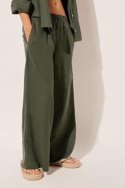 Green Palazzo Trousers, , large image number 0