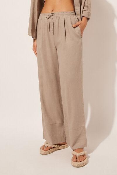 Beige Palazzo Trousers, , large image number 0