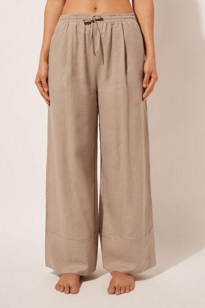 Beige Palazzo Trousers, , large image number 1