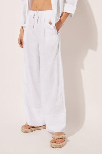 White Palazzo Trousers, , large image number 0