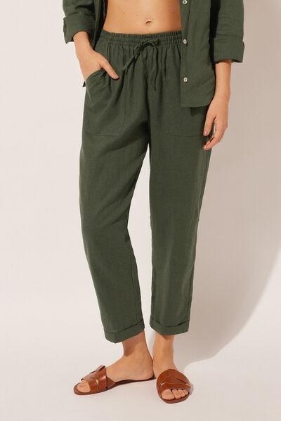 Green Straight Trousers, , large image number 0