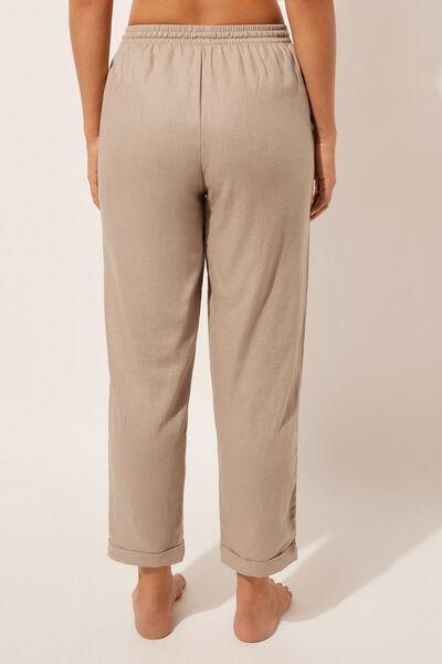 Beige Straight Trousers, , large image number 2