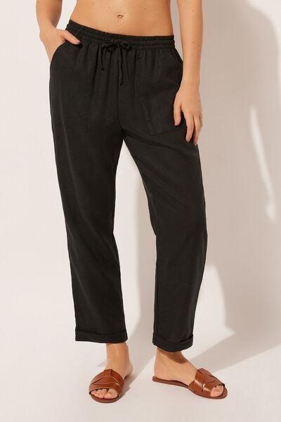 Black Straight Trousers, , large image number 0