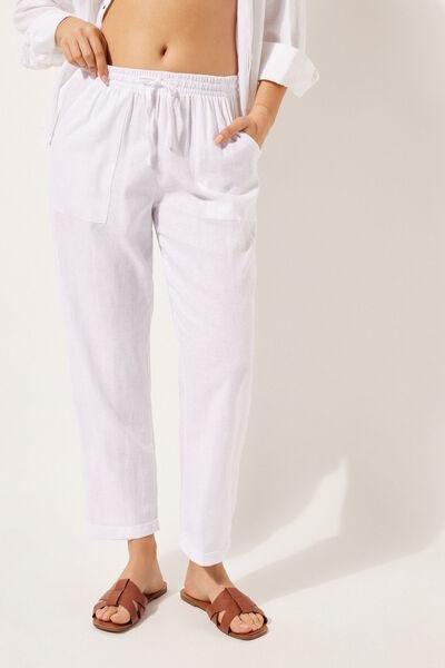 White Straight Trousers, , large image number 0