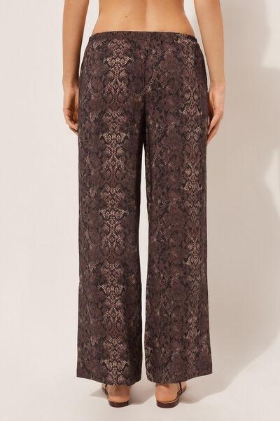 Brown Tropical Print Trousers, , large image number 2