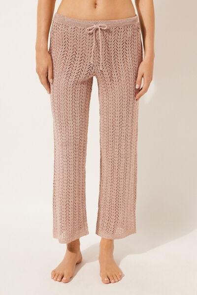 Gold Lame Crochet Trousers, , large image number 1