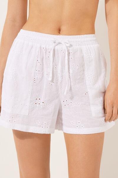 White Broderie Anglaise Shorts, , large image number 1