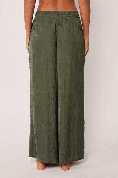 Green Shiny Palazzo Pants, 5501_064E, large image number 2