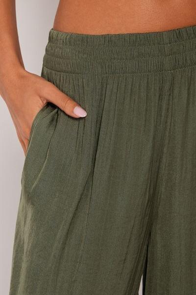 Green Shiny Palazzo Pants, 5501_064E, large image number 3