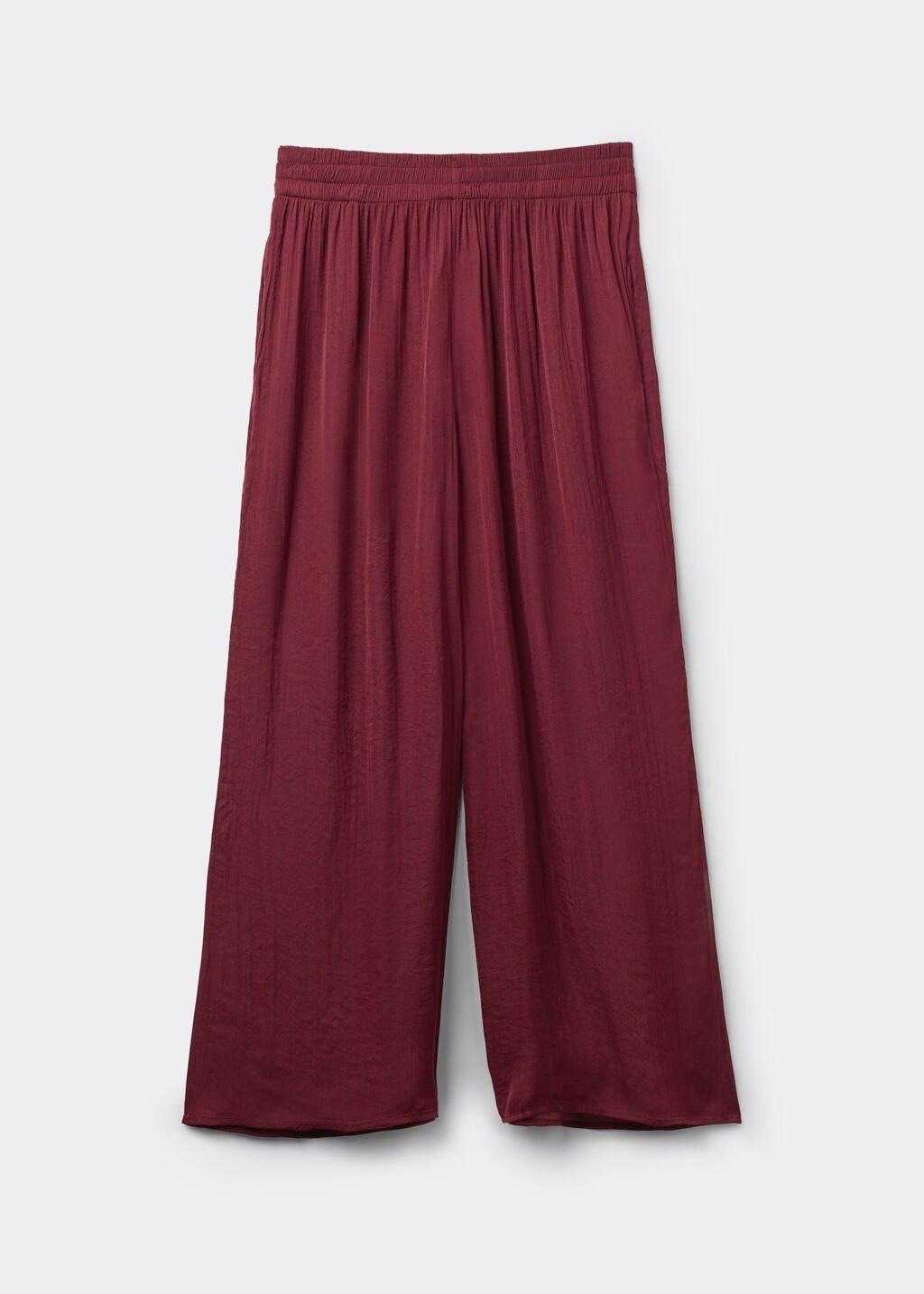 Burgundy Shiny Palazzo Trousers, , large image number 1
