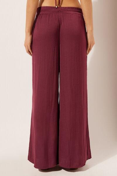 Burgundy Shiny Palazzo Trousers, , large image number 3