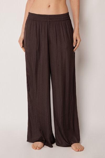 Brown Shiny Palazzo Pants, 5501_203E, large image number 0