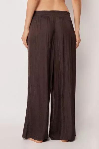 Brown Shiny Palazzo Pants, 5501_203E, large image number 2