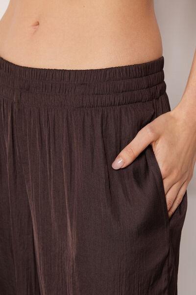 Brown Shiny Palazzo Pants, 5501_203E, large image number 3