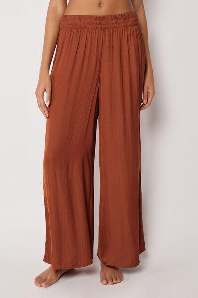 Brown Shiny Palazzo Pants, 5501_211E, large image number 0