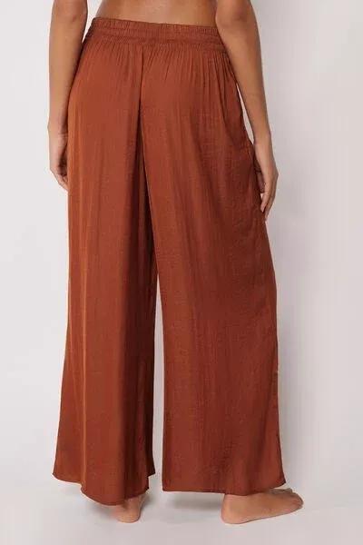 Brown Shiny Palazzo Pants, 5501_211E, medium
