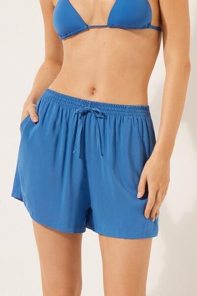 Blue Elasticated Waist Summer Shorts, , large image number 0
