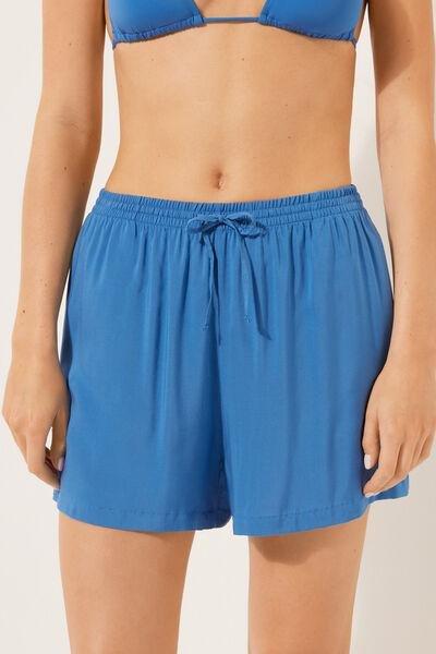 Blue Elasticated Waist Summer Shorts, , large image number 1