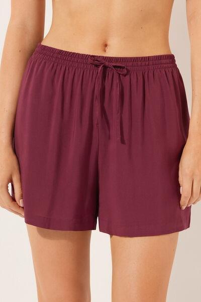 Burgundy Elasticated Waist Summer Shorts, , large image number 1