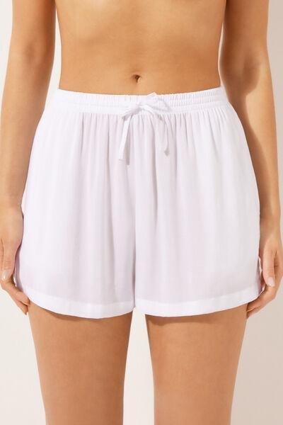 White Elasticated Waist Summer Shorts, , large image number 1
