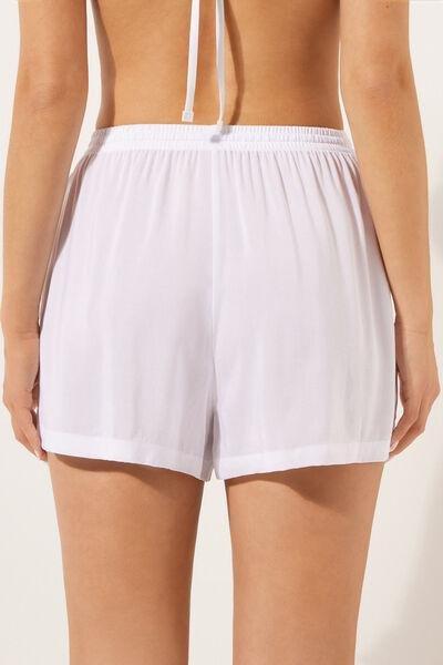 White Elasticated Waist Summer Shorts, , large image number 2