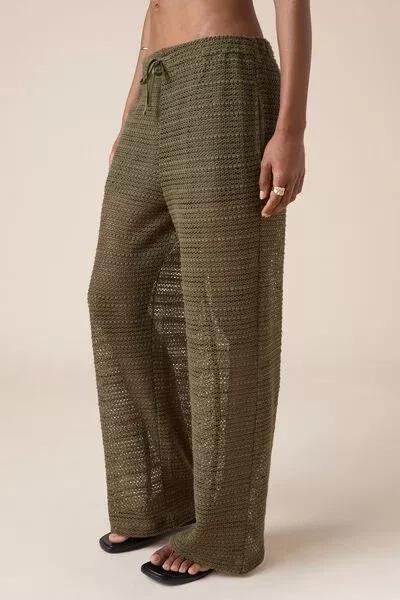 Green Fishnet Cotton Pants, 5501_202E, large image number 3
