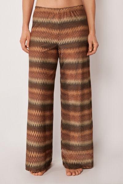Brown Chevron Palazzo Pants, 5501_151E, large image number 0