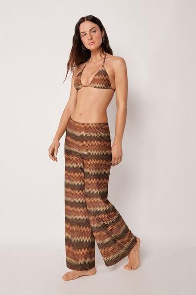 Brown Chevron Palazzo Pants, 5501_151E, large image number 1