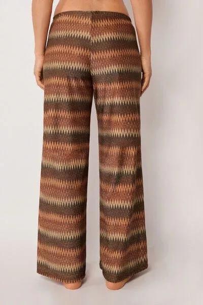 Brown Chevron Palazzo Pants, 5501_151E, large image number 2