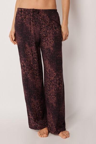 Brown Animal Print Viscose Pants, 5501_165E, large image number 0