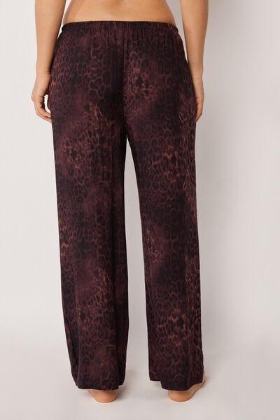 Brown Animal Print Viscose Pants, 5501_165E, large image number 2
