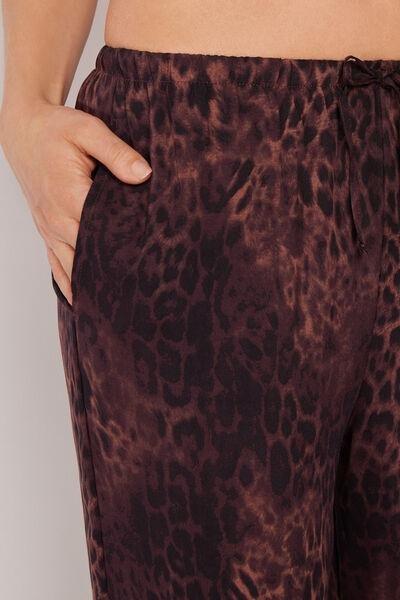 Brown Animal Print Viscose Pants, 5501_165E, large image number 3