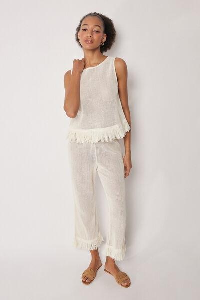 White Mesh Cotton Pants, 5501_206E, large image number 1