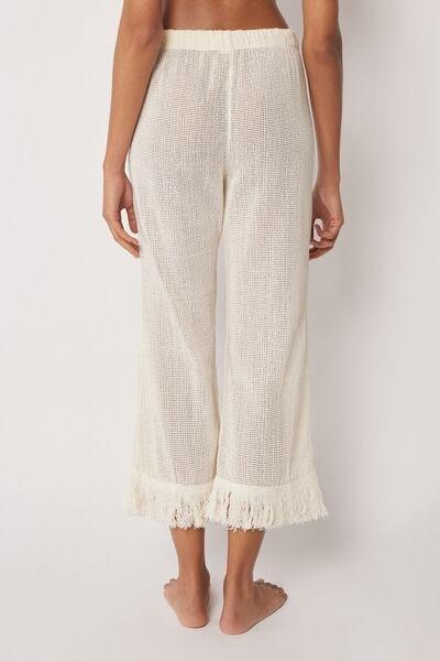 White Mesh Cotton Pants, 5501_206E, large image number 2
