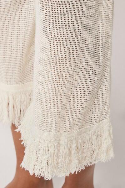 White Mesh Cotton Pants, 5501_206E, large image number 3