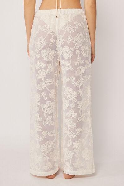 White Wide Leg Lace Pants, 5501_206E, large image number 2