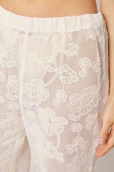 White Wide Leg Lace Pants, 5501_206E, large image number 3