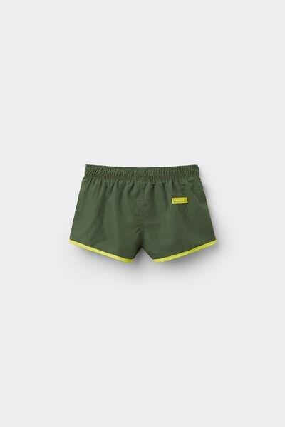 Green Striped Boxer Swim Shorts, Kids Boys, , large image number 1