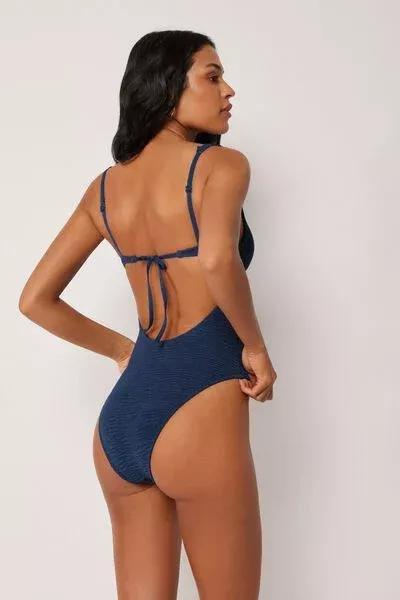 Navy Crinkle Waves Swimsuit, 5501_157E, large image number 1