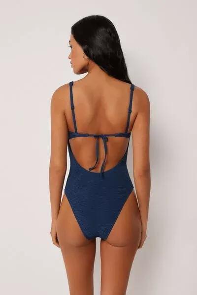 Navy Crinkle Waves Swimsuit, 5501_157E, large image number 2
