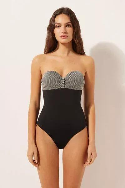 Gold/Black Padded Cups Swimsuit, 5501_146E, medium