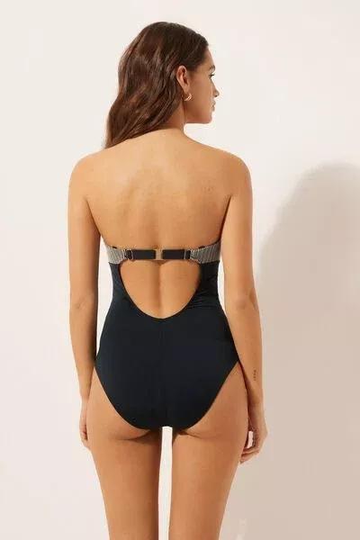 Gold/Black Padded Cups Swimsuit, 5501_146E, large image number 2