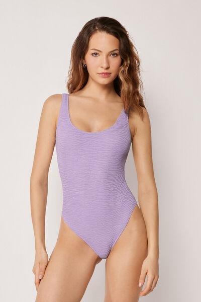 Violet Crinkle Waves High-Leg Swimsuit, 5501_235E, large image number 0