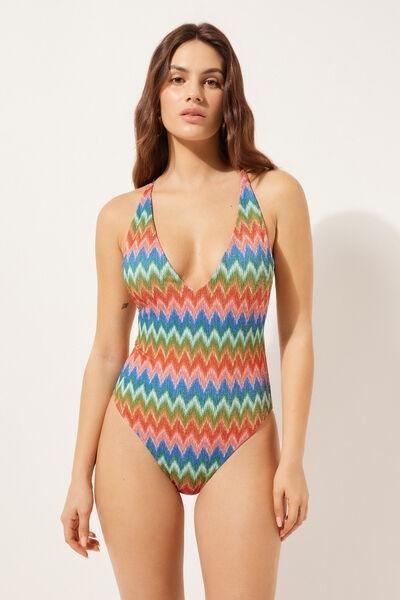 Multicolour Elegant Chevron Swimsuit, , large image number 1