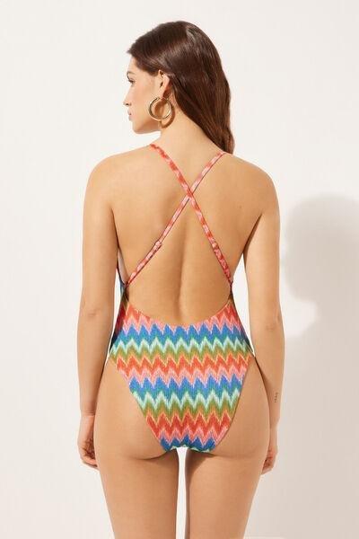 Multicolour Elegant Chevron Swimsuit, , large image number 2