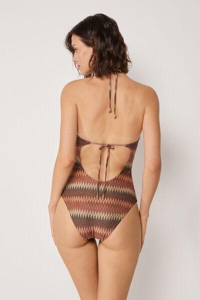 Brown Golden Chevron Swimsuit, 5501_151E, large image number 2